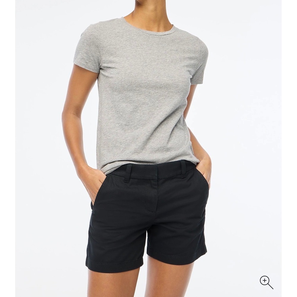 J.Crew Womens Black Chino Shorts Size 8 Mid Rise Cotton Twill